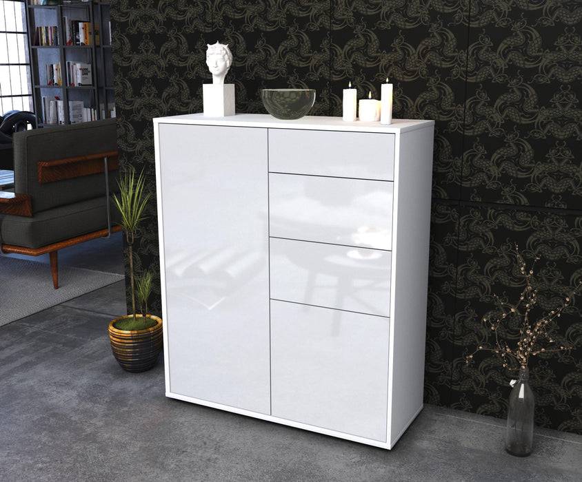 Stil Zeit Möbel Highboard Linda ,Weiß (92x108x35cm) Weihnachtsangebot