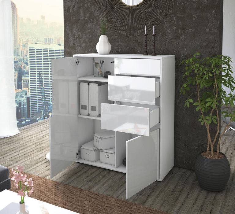 Stil Zeit Möbel Highboard Linda ,Weiß (92x108x35cm) Weihnachtsangebot