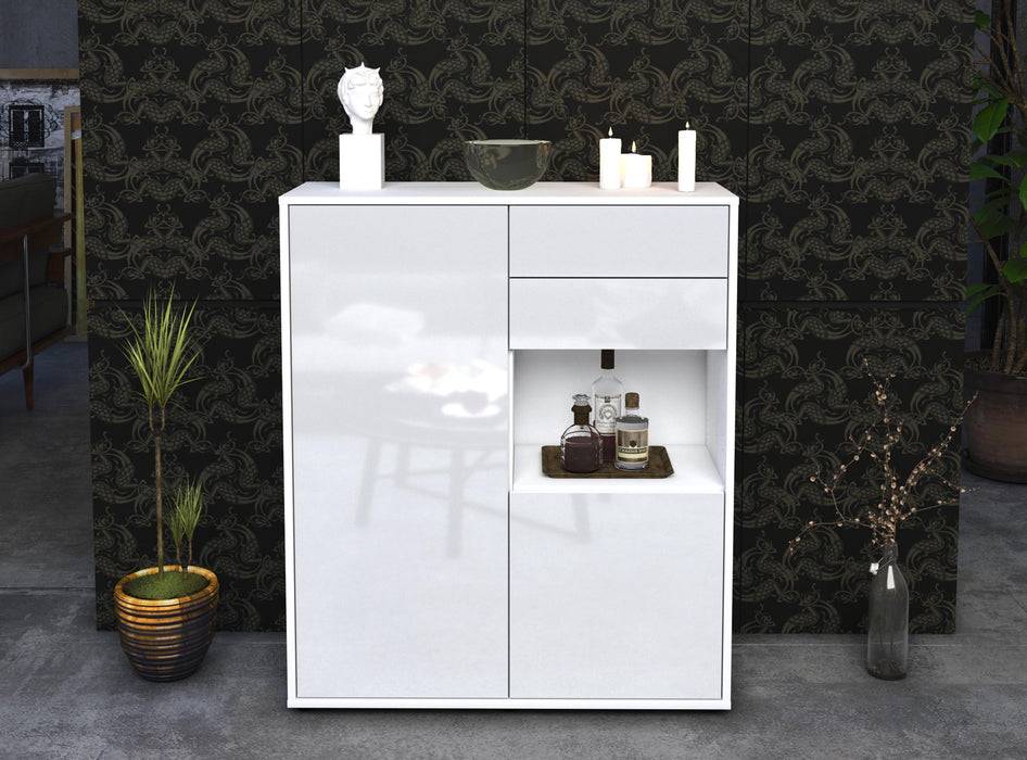 Stil Zeit Möbel Highboard Leona ,Weiß (92x108x35cm) Muttertagsangebot