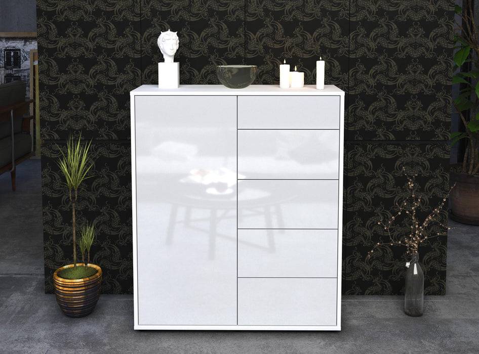 Stil Zeit Möbel Highboard Laura ,Weiß (92x108x35cm) Vatertagsangebot