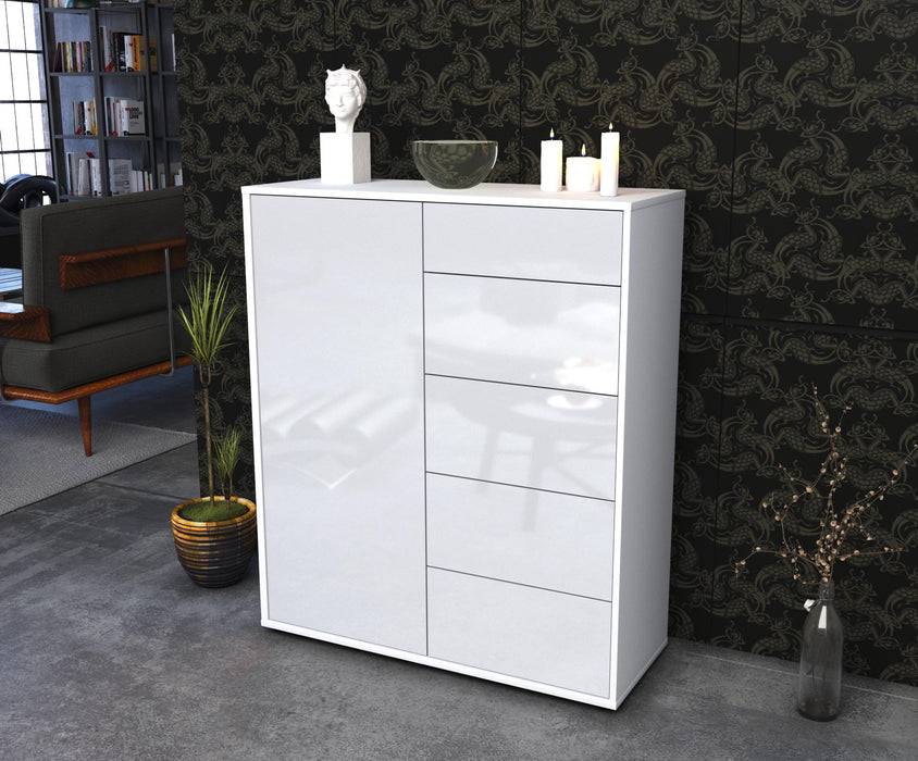 Stil Zeit Möbel Highboard Laura ,Weiß (92x108x35cm) Vatertagsangebot