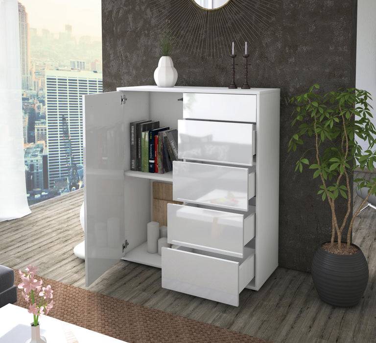 Stil Zeit Möbel Highboard Laura ,Weiß (92x108x35cm) Vatertagsangebot