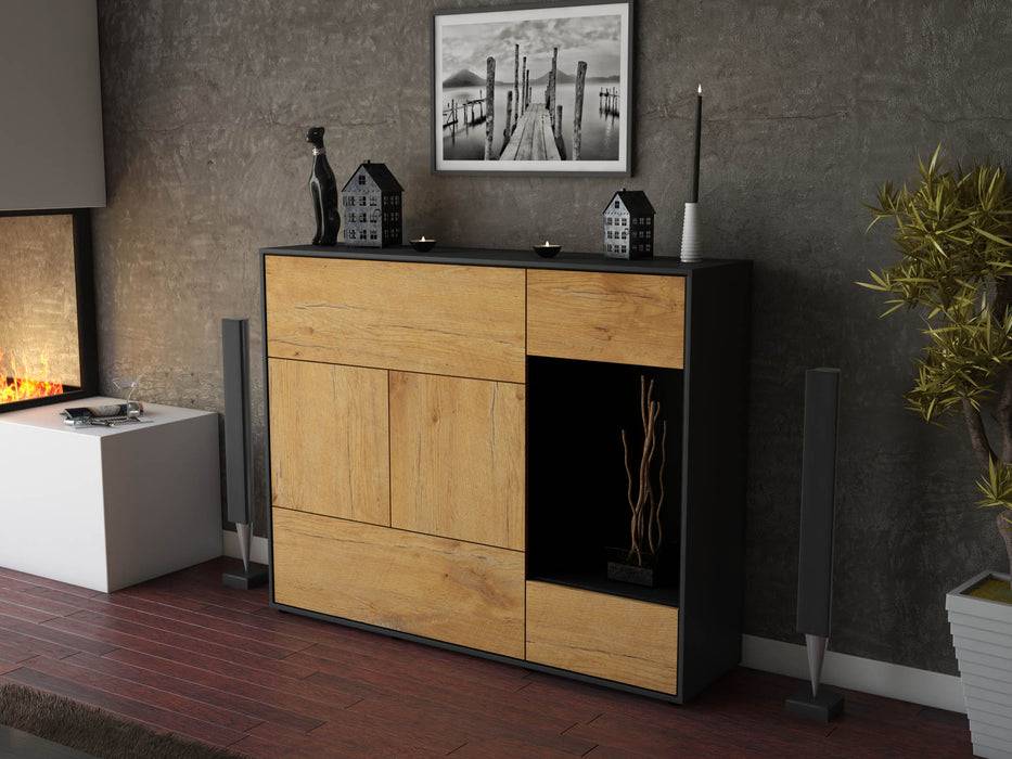 Stil Zeit Möbel Highboard Violetta ,Eiche (136x108x35cm) Heißer Verkauf