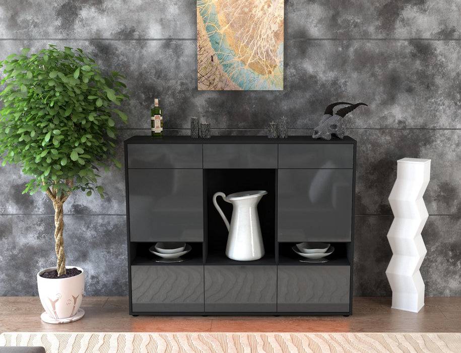 Stil Zeit Möbel Highboard Viola ,Grau (136x108x35cm) Top Angebot