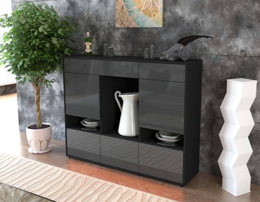 Stil Zeit Möbel Highboard Viola ,Grau (136x108x35cm) Top Angebot