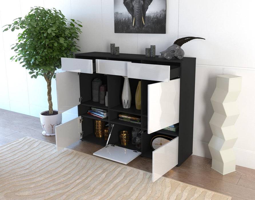 Stil Zeit Möbel Highboard Viola ,Grau (136x108x35cm) Top Angebot