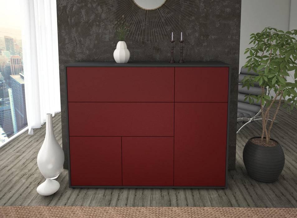 Stil Zeit Möbel Highboard Valentina ,Bordeaux (136x108x35cm) Neueste Mode