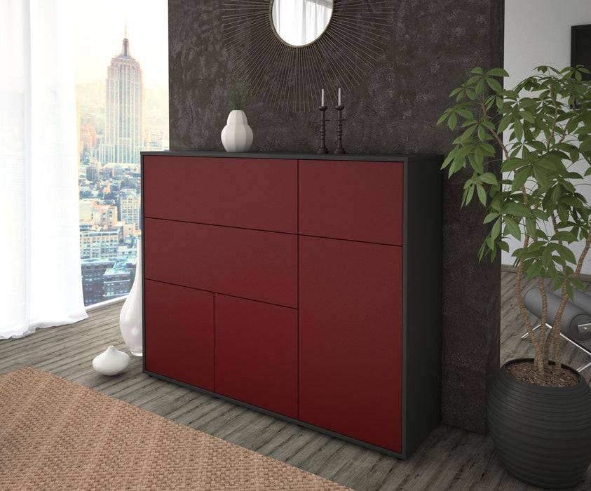 Stil Zeit Möbel Highboard Valentina ,Bordeaux (136x108x35cm) Neueste Mode
