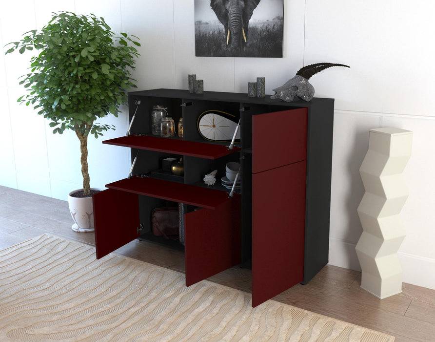 Stil Zeit Möbel Highboard Valentina ,Bordeaux (136x108x35cm) Neueste Mode