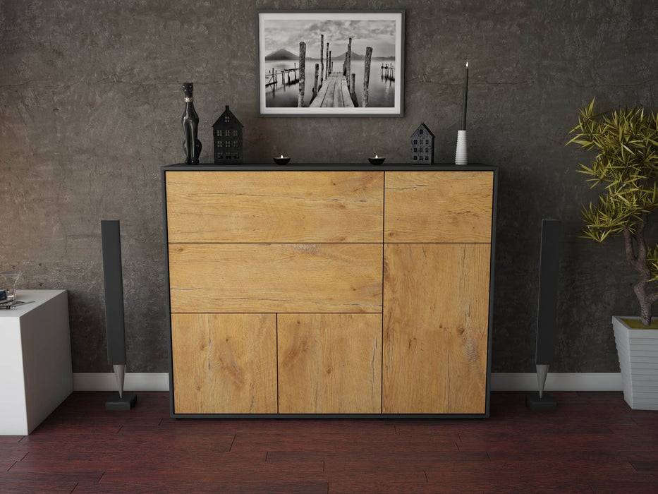 Stil Zeit Möbel Highboard Valentina ,Eiche (136x108x35cm) Zeitlich begrenztes Angebot