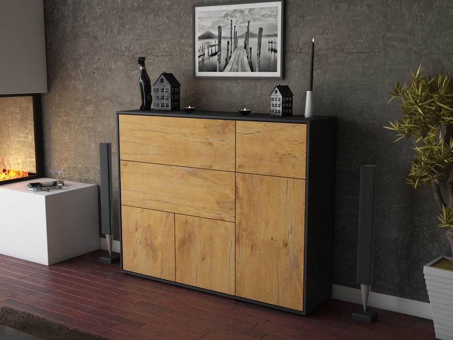 Stil Zeit Möbel Highboard Valentina ,Eiche (136x108x35cm) Zeitlich begrenztes Angebot