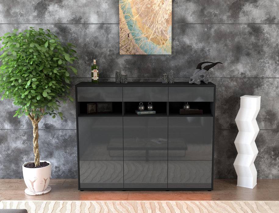 Stil Zeit Möbel Highboard Tosca ,Grau (136x108x35cm) Blitzangebot