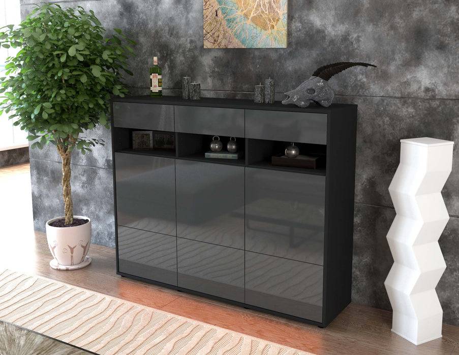 Stil Zeit Möbel Highboard Tosca ,Grau (136x108x35cm) Blitzangebot