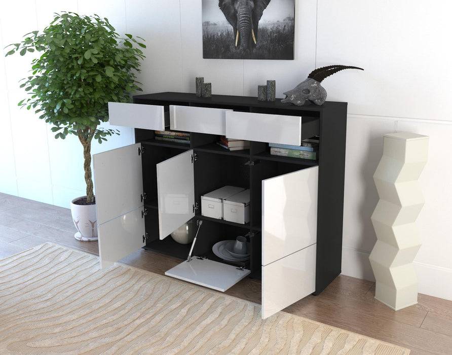 Stil Zeit Möbel Highboard Tosca ,Grau (136x108x35cm) Blitzangebot