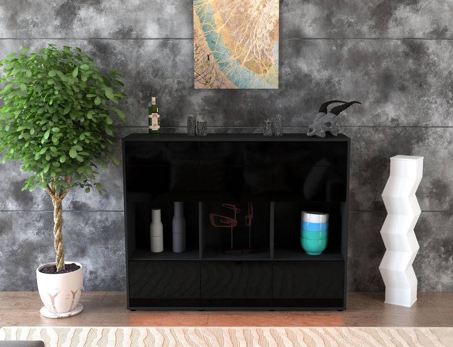 Stil Zeit Möbel Highboard Tonja ,Schwarz (136x108x35cm) Große Rabatte