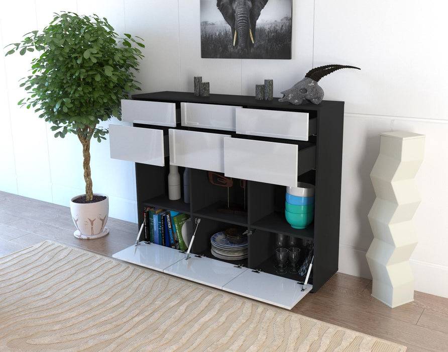 Stil Zeit Möbel Highboard Tonja ,Schwarz (136x108x35cm) Große Rabatte