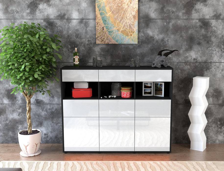 Stil Zeit Möbel Highboard Tina ,Weiß (136x108x35cm) Neuheiten