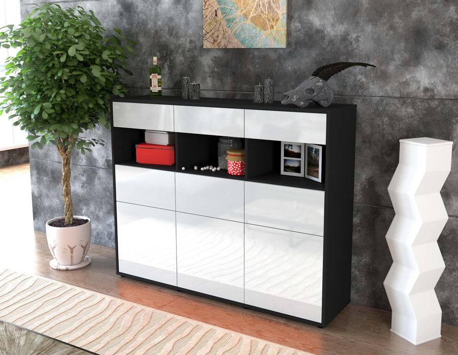 Stil Zeit Möbel Highboard Tina ,Weiß (136x108x35cm) Neuheiten