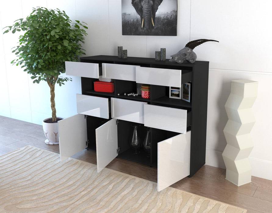 Stil Zeit Möbel Highboard Tina ,Weiß (136x108x35cm) Neuheiten