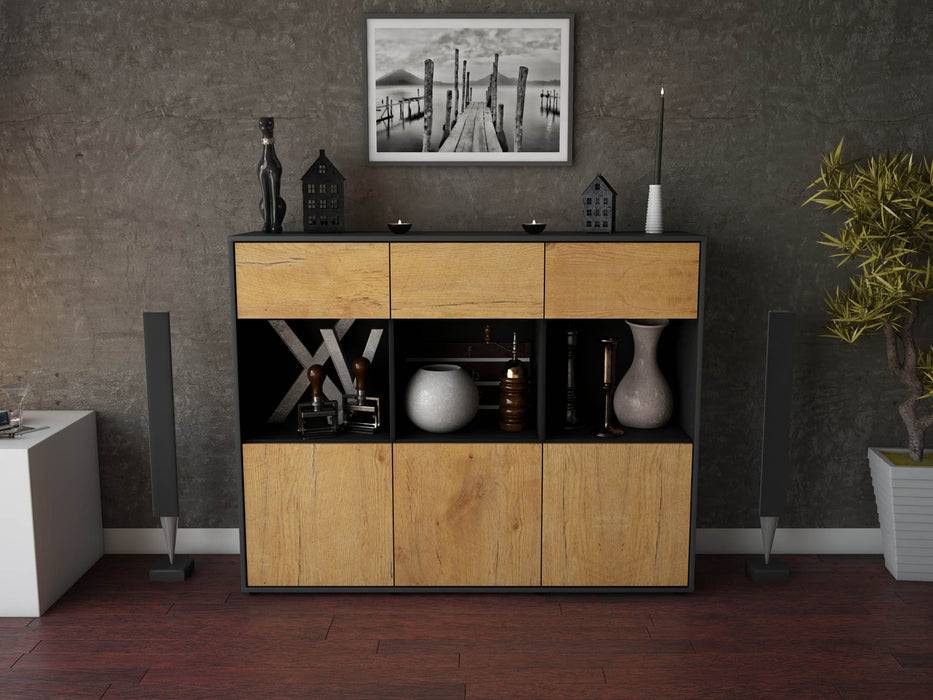 Stil Zeit Möbel Highboard Tessa ,Eiche (136x108x35cm) Bestseller