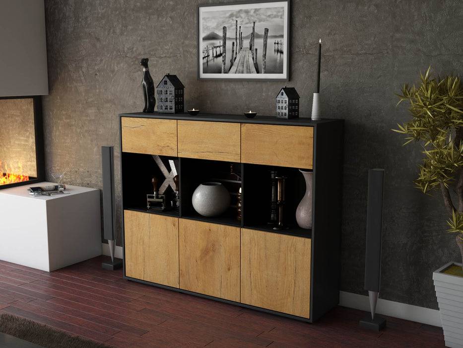 Stil Zeit Möbel Highboard Tessa ,Eiche (136x108x35cm) Bestseller
