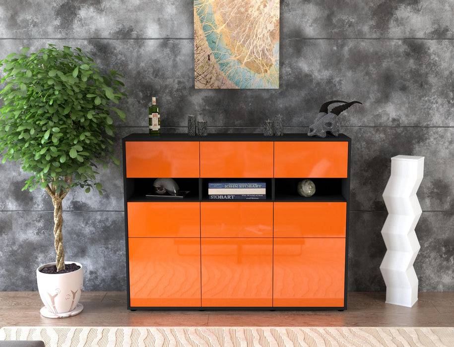 Stil Zeit Möbel Highboard Teresa ,Orange (136x108x35cm) Saisonale Angebote