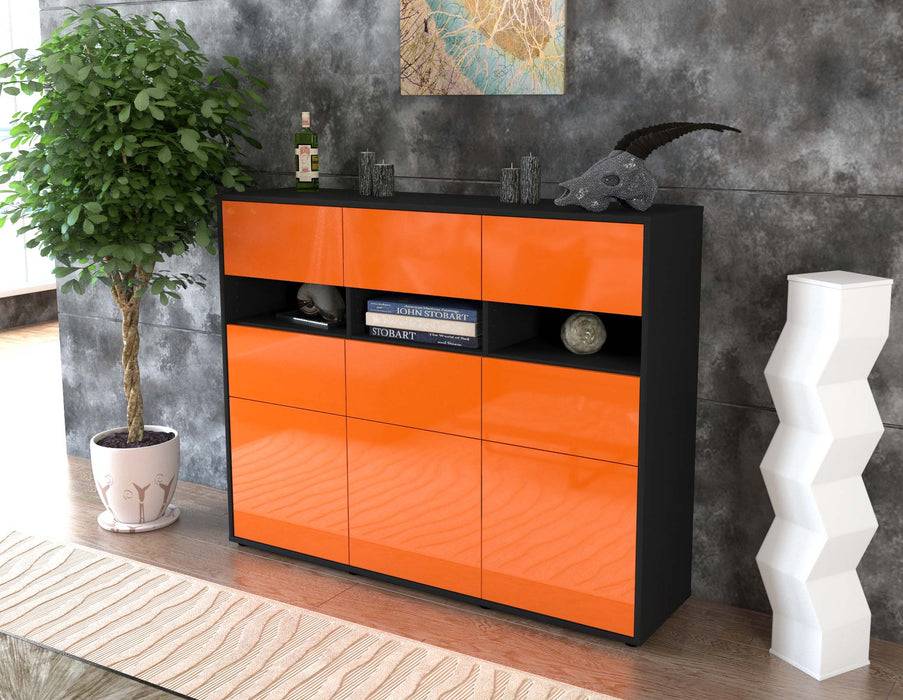 Stil Zeit Möbel Highboard Teresa ,Orange (136x108x35cm) Saisonale Angebote