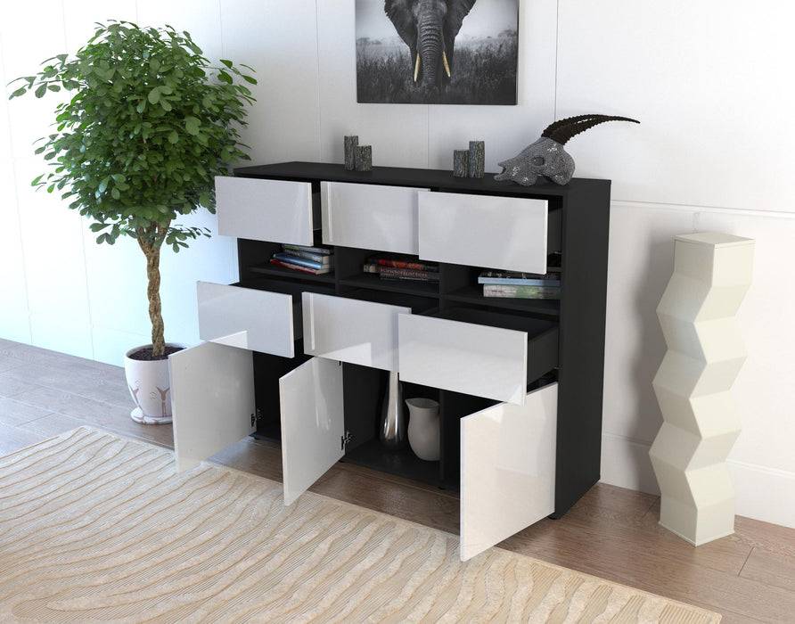 Stil Zeit Möbel Highboard Teresa ,Orange (136x108x35cm) Saisonale Angebote