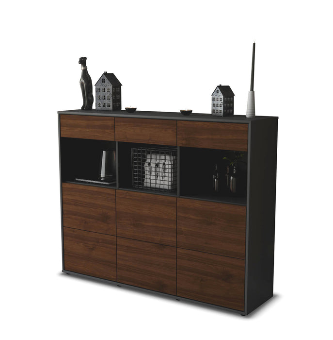Stil Zeit Möbel Highboard Stella ,Walnuss (136x108x35cm) Räumungsverkauf