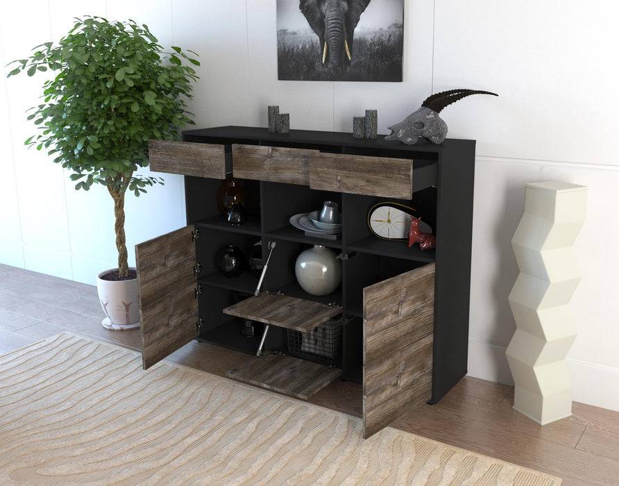 Stil Zeit Möbel Highboard Stella ,Walnuss (136x108x35cm) Räumungsverkauf