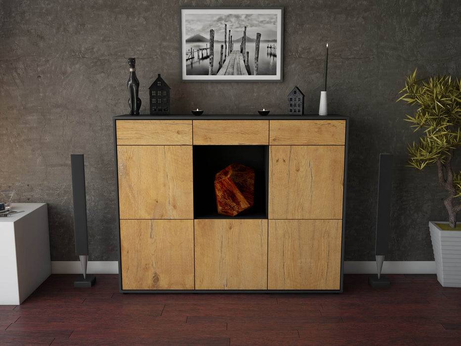 Stil Zeit Möbel Highboard Serafina ,Eiche (136x108x35cm) Kauf eins, bekomm eins gratis