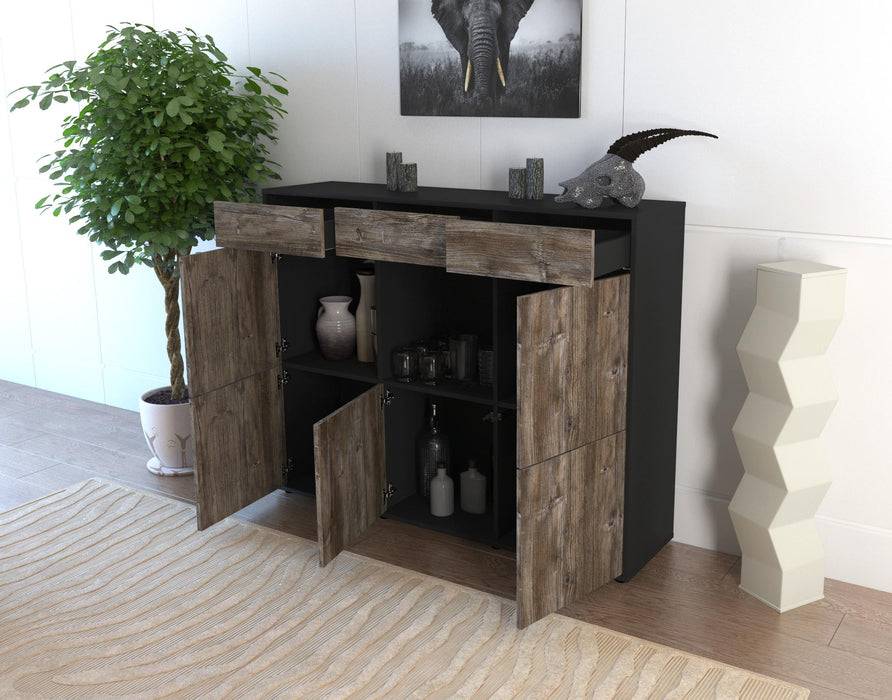 Stil Zeit Möbel Highboard Serafina ,Eiche (136x108x35cm) Kauf eins, bekomm eins gratis