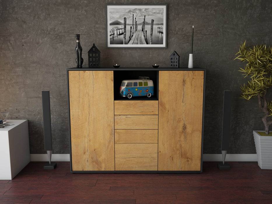 Stil Zeit Möbel Highboard Rebecca ,Eiche (136x108x35cm) Tägliche Deals