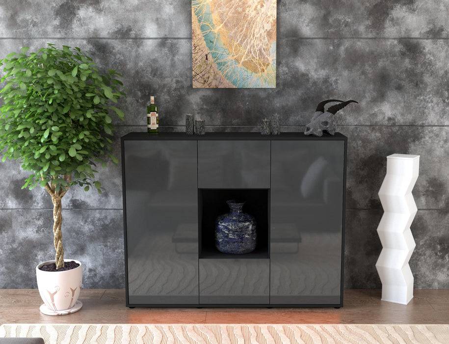Stil Zeit Möbel Highboard Priscilla ,Grau (136x108x35cm) Sonderangebote