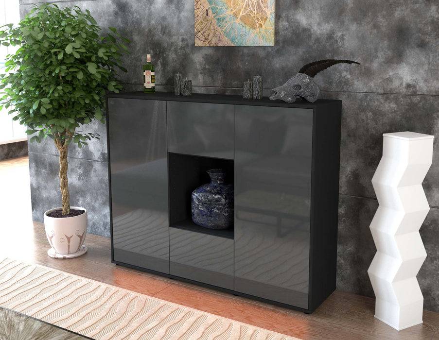 Stil Zeit Möbel Highboard Priscilla ,Grau (136x108x35cm) Sonderangebote