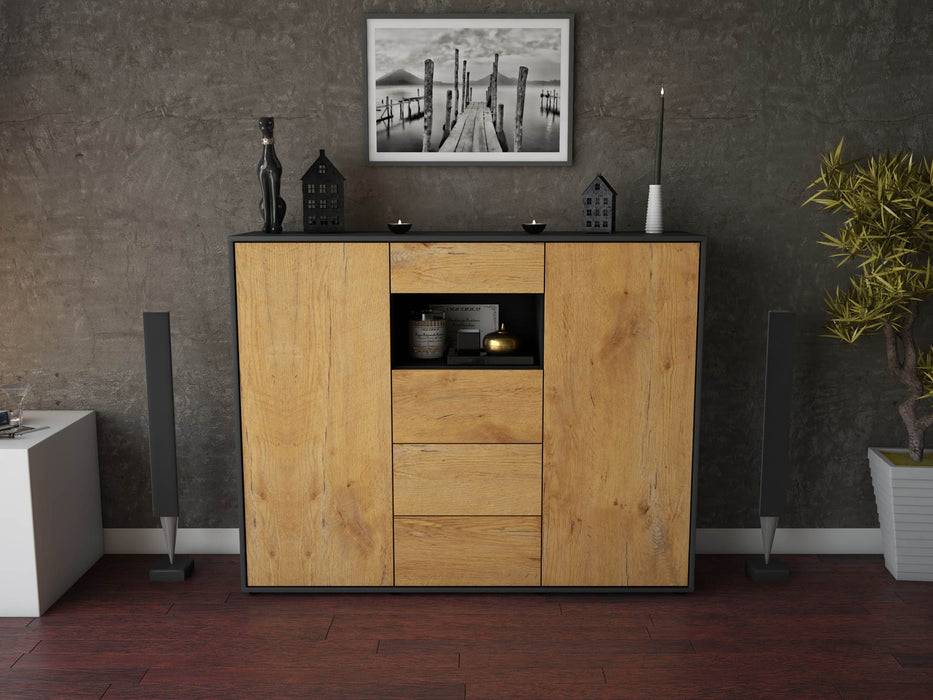 Stil Zeit Möbel Highboard Ornella ,Eiche (136x108x35cm) Riesige Ersparnisse