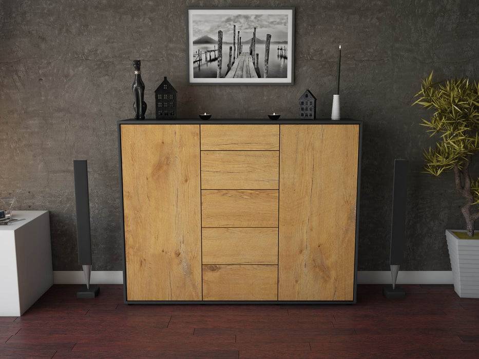 Stil Zeit Möbel Highboard Nina ,Eiche (136x108x35cm) VIP-Rabatte