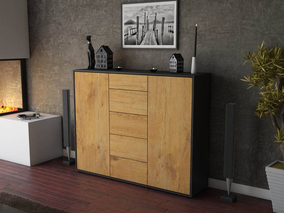 Stil Zeit Möbel Highboard Nina ,Eiche (136x108x35cm) VIP-Rabatte