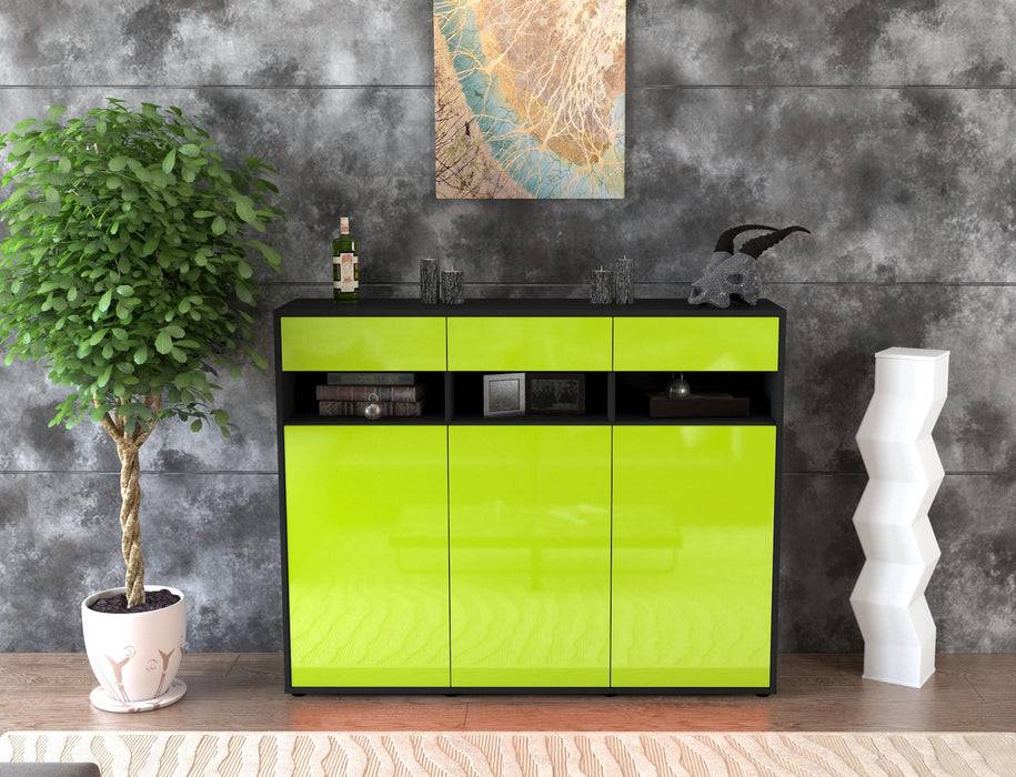 Stil Zeit Möbel Highboard Marlene ,Grün (136x108x35cm) Tiefpreis