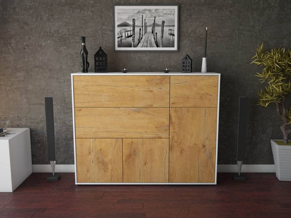 Stil Zeit Möbel Highboard Valentina ,Eiche (136x108x35cm) Begrenzte Freigabe