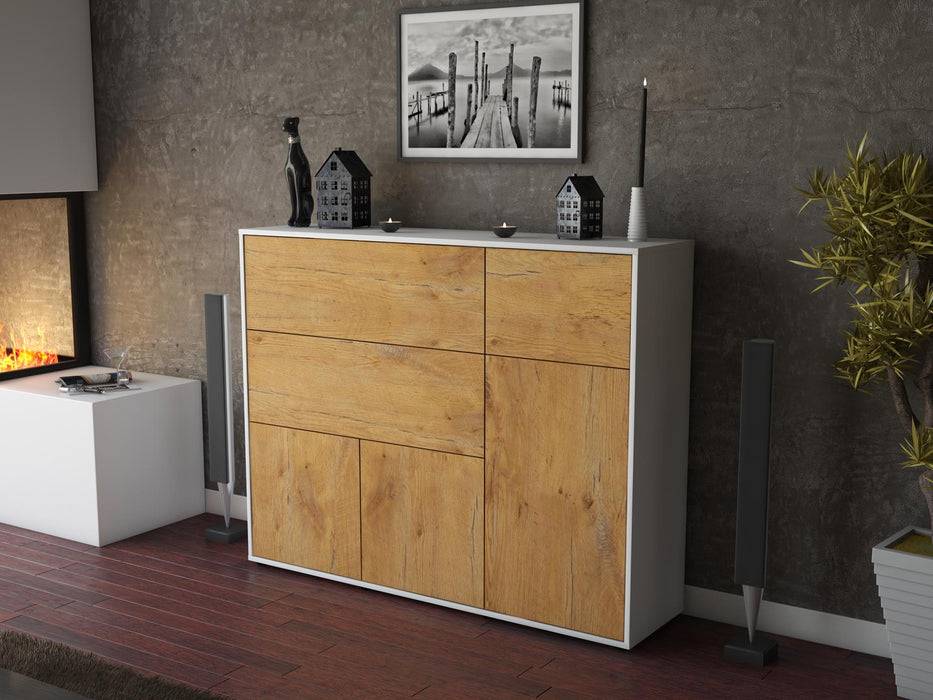 Stil Zeit Möbel Highboard Valentina ,Eiche (136x108x35cm) Begrenzte Freigabe