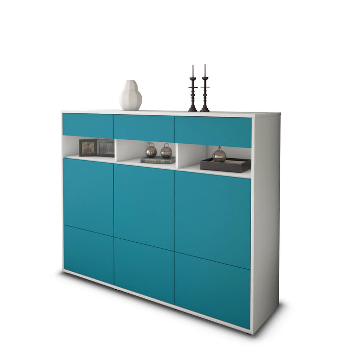 Stil Zeit Möbel Highboard Tosca ,Türkis (136x108x35cm) Letzte 3 Tage
