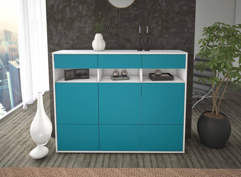 Stil Zeit Möbel Highboard Tosca ,Türkis (136x108x35cm) Letzte 3 Tage