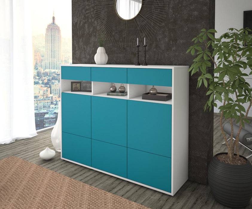 Stil Zeit Möbel Highboard Tosca ,Türkis (136x108x35cm) Letzte 3 Tage