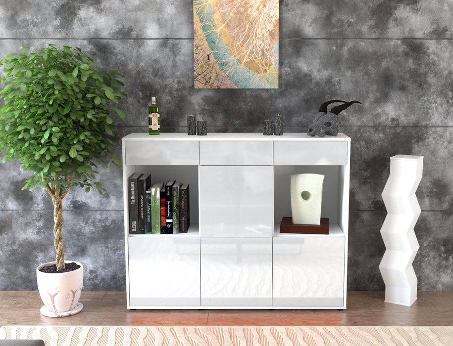 Stil Zeit Möbel Highboard Selena ,Weiß (136x108x35cm) Neueste Stile