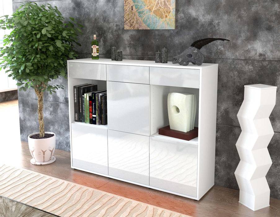 Stil Zeit Möbel Highboard Selena ,Weiß (136x108x35cm) Neueste Stile