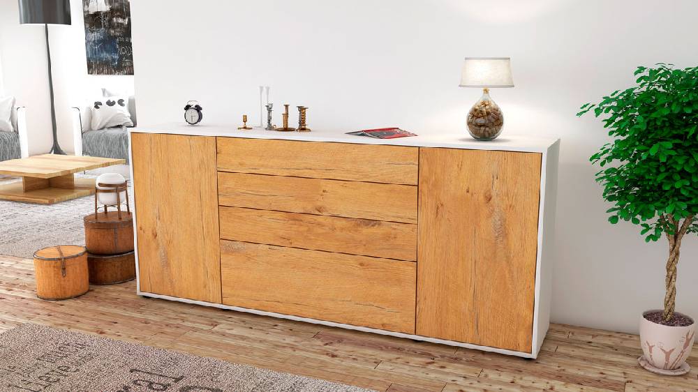 Stil Zeit Möbel Sideboard Eleni, Eiche (180x79x35cm) Clearance-Verkauf