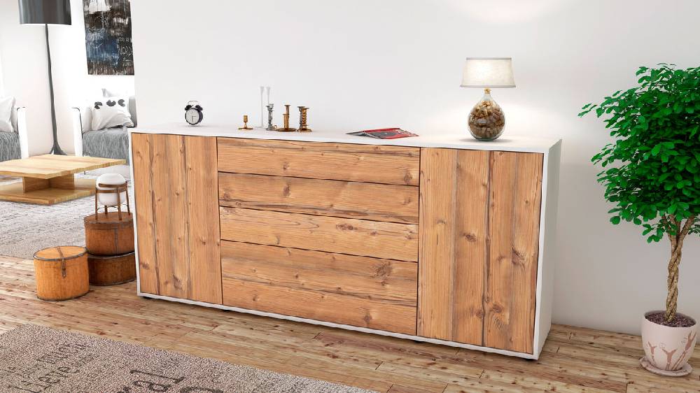 Stil Zeit Möbel Sideboard Eleni, Pinie (180x79x35cm) Kostenloser Versand international