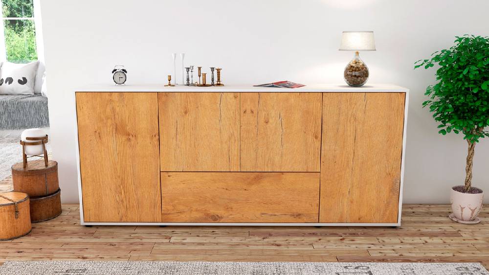 Stil Zeit Möbel Sideboard Eli, Eiche (180x79x35cm) Im Verkauf