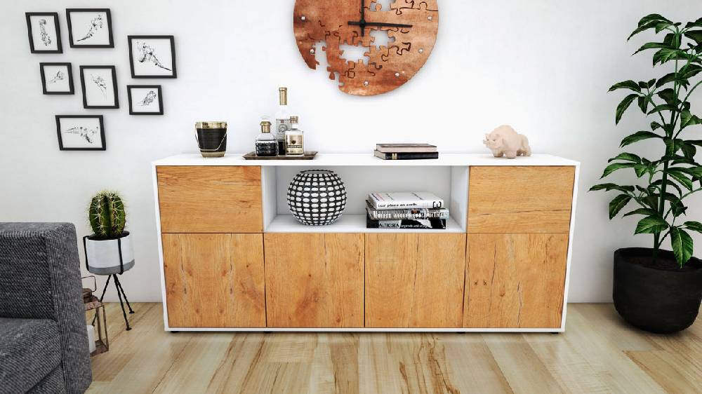 Stil Zeit Möbel Sideboard Ermentrude, Eiche (180x79x35cm) Outlet